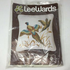 Lee Wards Crewel Pheasant Pillow 16 x 16 Open Box